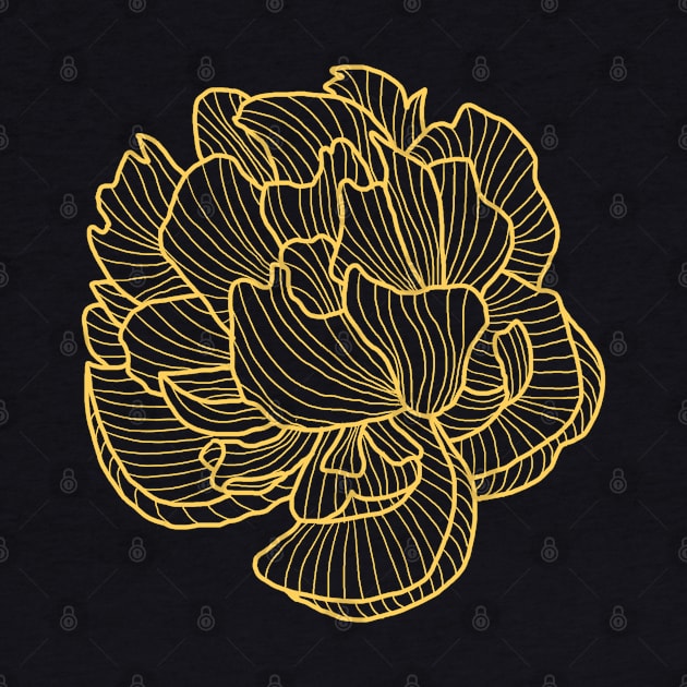 Peony line-art yellow by kobyakov